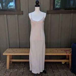 Vintage 90s cream linen slip dress with scoop neck